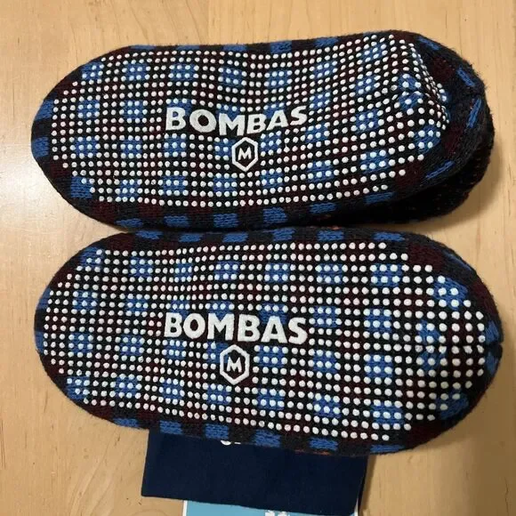 Bombas Gripper Slipper Socks Medium Fair Isle Indoor House Shoes Non Slip - Picture 4 of 6